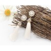 E-3004New Arrival Korea Style Pearl Sunflower Rhinestone Thread Rassel Dangle Ear Stud Earrings
