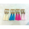 E-3004New Arrival Korea Style Pearl Sunflower Rhinestone Thread Rassel Dangle Ear Stud Earrings