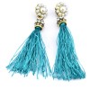 E-3004New Arrival Korea Style Pearl Sunflower Rhinestone Thread Rassel Dangle Ear Stud Earrings