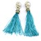 E-3004New Arrival Korea Style Pearl Sunflower Rhinestone Thread Rassel Dangle Ear Stud Earrings