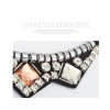N-3523 New Arrival European Square Crystal Rhinestone Black Silk Chains Geometry Pendant Collar Necklace