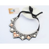 N-3523 New Arrival European Square Crystal Rhinestone Black Silk Chains Geometry Pendant Collar Necklace