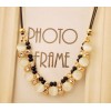 N-3524New Arrival  Korea Style Gold Plated Alloy  Black Acrylic Clear Rhinestone Cat's Eye Pendant Necklace