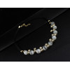 N-3524New Arrival  Korea Style Gold Plated Alloy  Black Acrylic Clear Rhinestone Cat's Eye Pendant Necklace