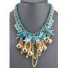 N-3528 New Arrival  European Style Link Chain Drop Resin Gem Crystal Rivet Ball Tassels Pendant Necklace