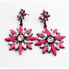 E-3008 Fashion Korea black alloy crystal resin gem flower ear stud earrings