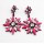 E-3008 Fashion Korea black alloy crystal resin gem flower ear stud earrings