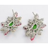E-3006New Arrival European Charming Silver Plated Metal Colorful Resin Drop Gem Flower Ear Stud Earrings