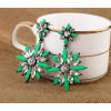 E-3008 Fashion Korea black alloy crystal resin gem flower ear stud earrings