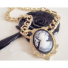 N-2917New Arrival  Fashion European Charming Rhinestone Girl Head Pendant Flat Link Necklace