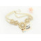 N-3530 Fashion Korea style Double Pearl  Chain Rhinestone  Leaves Flower Choker Necklace