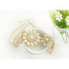 N-3530 Fashion Korea style Double Pearl  Chain Rhinestone  Leaves Flower Choker Necklace
