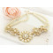 N-3530 Fashion Korea style Double Pearl  Chain Rhinestone  Leaves Flower Choker Necklace