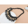 N-3532 Fashion Europe Style  Black Metal Chain Resin Gem Rhinestone Drop Crystal Choker Necklace