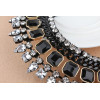 N-3532 Fashion Europe Style  Black Metal Chain Resin Gem Rhinestone Drop Crystal Choker Necklace