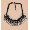 N-3532 Fashion Europe Style  Black Metal Chain Resin Gem Rhinestone Drop Crystal Choker Necklace