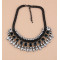 N-3532 Fashion Europe Style  Black Metal Chain Resin Gem Rhinestone Drop Crystal Choker Necklace