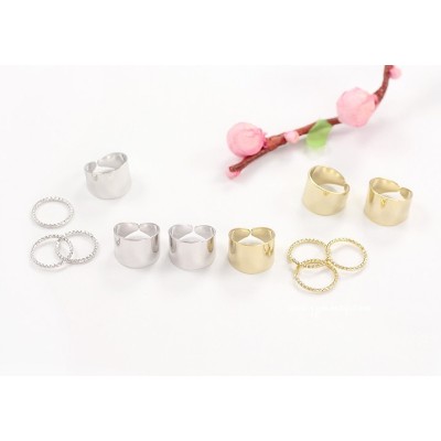 R-1105 New Arrival Korea Style Silver Gold Plated Metal Simple 6pieces Finger Rings Set