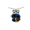S-0088 Fashion European Style Bronze Alloy Enamel Eye Peacock Feather Owl Pendant Necklace Earring Set