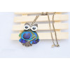 S-0088 Fashion European Style Bronze Alloy Enamel Eye Peacock Feather Owl Pendant Necklace Earring Set