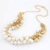N-1658 Korea Style Gold Plated CCB Balls Faux Pearl Tassels Necklace