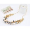 N-1658 Korea Style Gold Plated CCB Balls Faux Pearl Tassels Necklace
