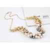 N-1658 Korea Style Gold Plated CCB Balls Faux Pearl Tassels Necklace