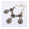 S-0089 European Vintage Style Bronze Metal Crystal Rhinestone Drop Flower Pendant Necklace Earring Set