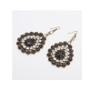 S-0089 European Vintage Style Bronze Metal Crystal Rhinestone Drop Flower Pendant Necklace Earring Set