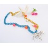 N-3544 New Fashion European  Blue Yellow Chain Beads Zebra Pendant Sweater Necklace