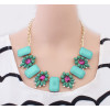 N-3545 New fashion Style Gold Plated  resin Square gem rhinestone crystal flower Choker Necklace