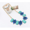 N-3545 New fashion Style Gold Plated  resin Square gem rhinestone crystal flower Choker Necklace