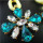 E-0307 Charming European Fashion Clear/Blue Crystal Flower Dangle Ear Stud Earrings