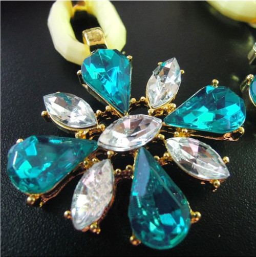 E-0307 Charming European Fashion Clear/Blue Crystal Flower Dangle Ear Stud Earrings