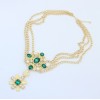 N-3547European Style Gold Plated Alloy Pearl Crystal Flower Star Pendant necklace