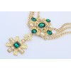 N-3547European Style Gold Plated Alloy Pearl Crystal Flower Star Pendant necklace