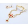 N-3547European Style Gold Plated Alloy Pearl Crystal Flower Star Pendant necklace