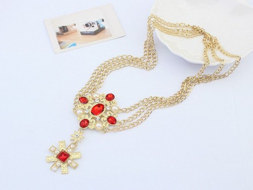 N-3547European Style Gold Plated Alloy Pearl Crystal Flower Star Pendant necklace
