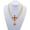 N-3547European Style Gold Plated Alloy Pearl Crystal Flower Star Pendant necklace