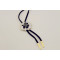 N-3546 New Arrival Charming Fashion Rhinestone Rose Flower Pendant Black Leather Long Chain Necklace