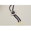 N-3546 New Arrival Charming Fashion Rhinestone Rose Flower Pendant Black Leather Long Chain Necklace