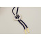 N-3546 New Arrival Charming Fashion Rhinestone Rose Flower Pendant Black Leather Long Chain Necklace