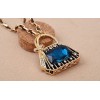 N-3554New Arrival Fashion Gold Plated Alloy Ribbon Chain Bowknot Rhinestone Crystal Bag Pendant Necklace
