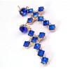 E-3012 Charming European Style Square Crystal Rhinestone Cross Dangle Ear Stud Earrings