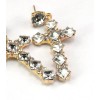 E-3012 Charming European Style Square Crystal Rhinestone Cross Dangle Ear Stud Earrings