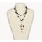 S-0090 Fashion European Black Bead Chain Enamel Rhinestone Cross Flower Pendant Necklace Earrings Set