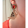 E-3013Fashion European Style Gold Plated Alloy Red Crystal Green Rhinestone Crocodile Gecko Dangle Ear Stud Earrings