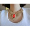 N-3561New Fashion European Gold Plated Hollow Out Lace Crystal Rhinstone Flower Choker Necklace