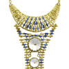 N-3562 European style vintage gold chain metallic crescent with long triangle pendant big round crystal geometry choker necklace earrings set