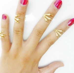 R-1106 New Arrival Korea Style Silver Gold Plated Metal Simple Claw Finger Ring